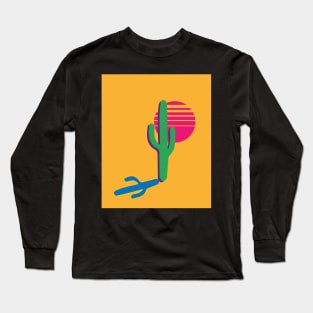 Bohemian multicolor blocking sky desert landscape sunset cactus abstract art vibrant sunrise Long Sleeve T-Shirt